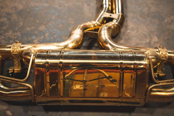 Valvetronic Designs 2019-2025 Audi RSQ8 4.0L Catback T304 Stainless Steel Finished in Anodized Gold Reuses OEM Tips - AUD.RSQ8.VSES.AG