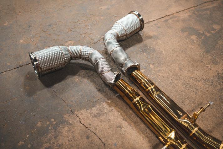 Valvetronic Designs 2019-2025 Audi RSQ8 4.0L Catback T304 Stainless Steel Finished in Anodized Gold Reuses OEM Tips - AUD.RSQ8.VSES.AG
