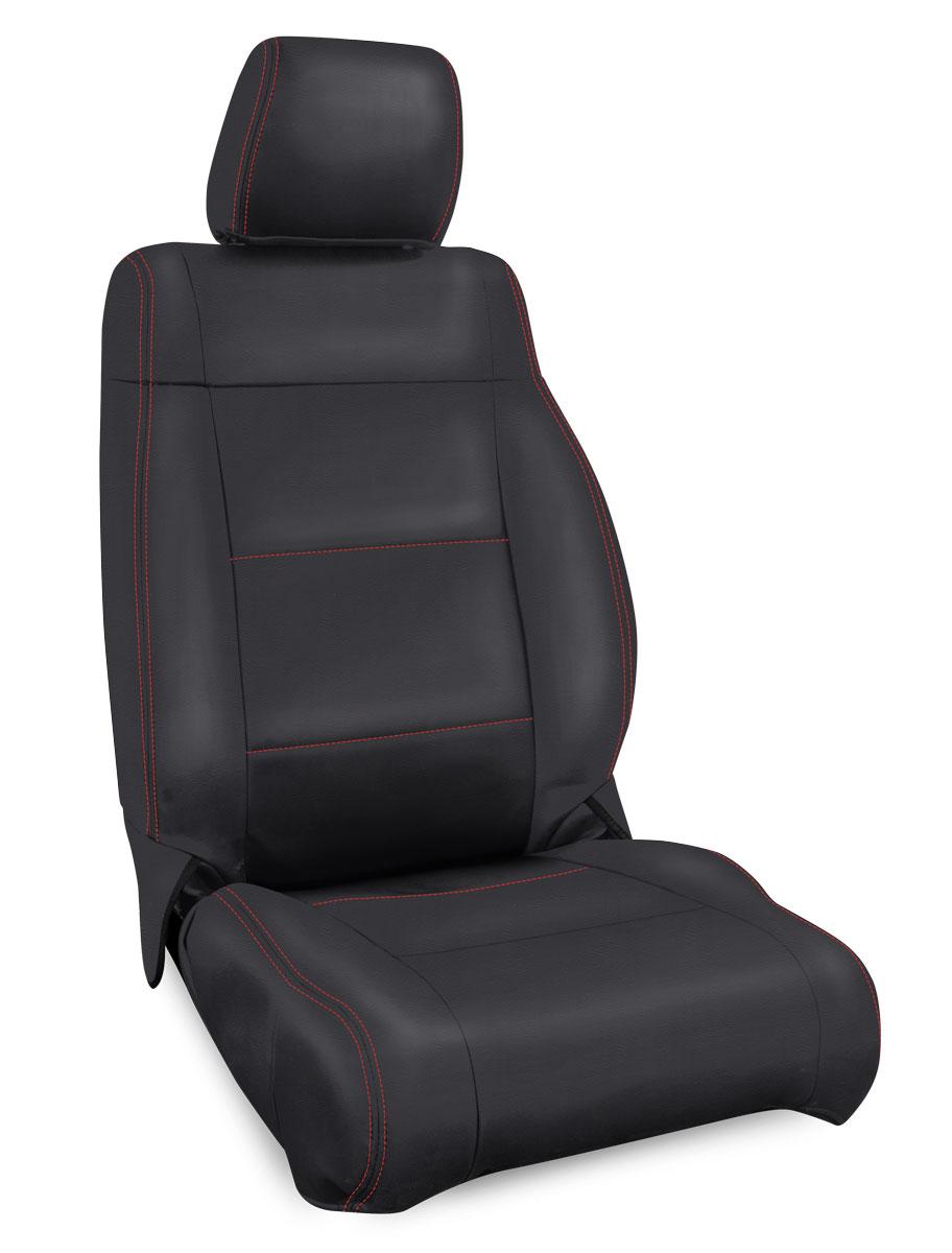 PRP Seats Front Seat Covers for 13-18 Jeep Wrangler JK 2 Door or 4 Door Pair Black with Red Stitching - B022-01