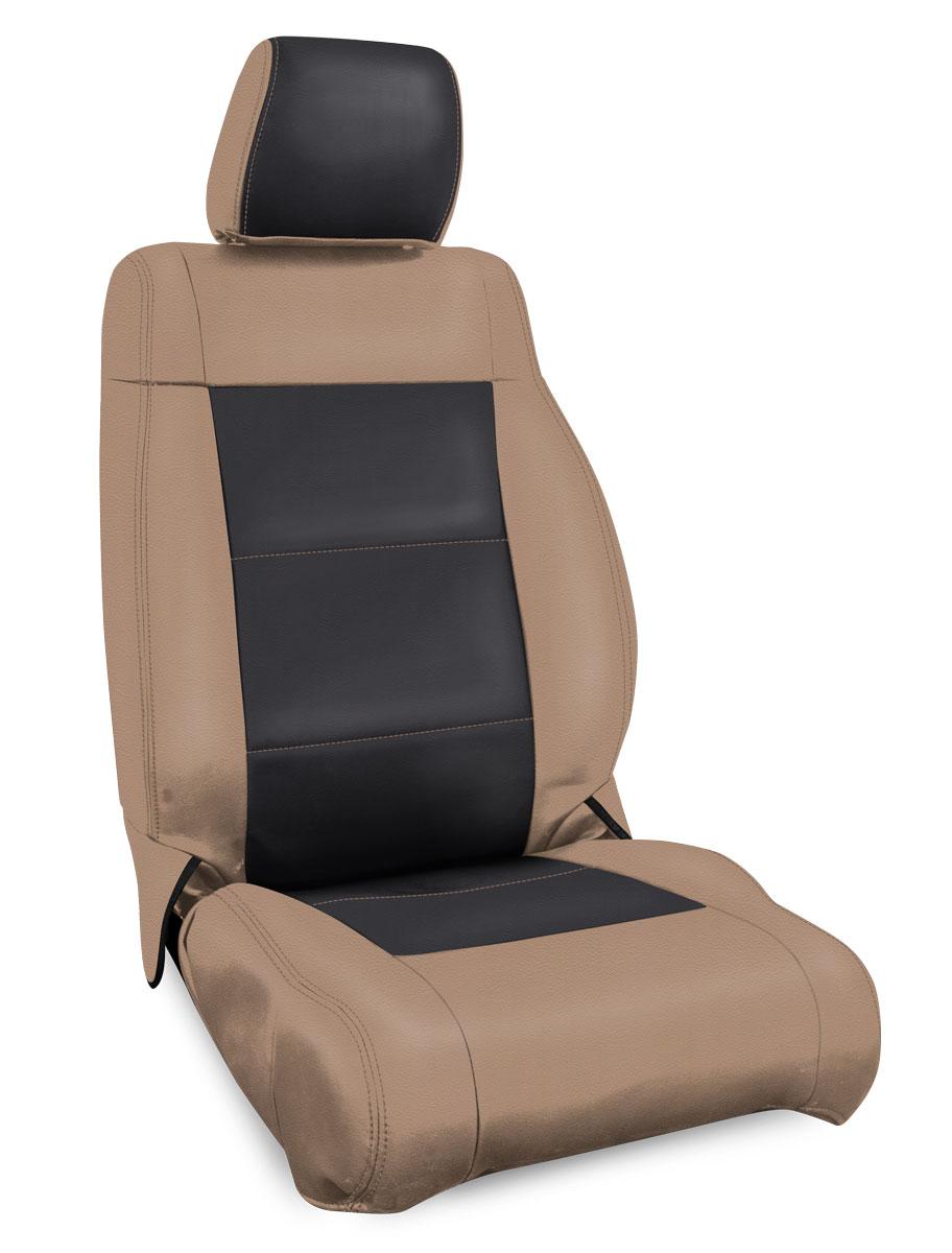 PRP Seats Front Seat Covers for 13-18 Jeep Wrangler JK 2 Door or 4 Door Pair Black and Tan - B022-04