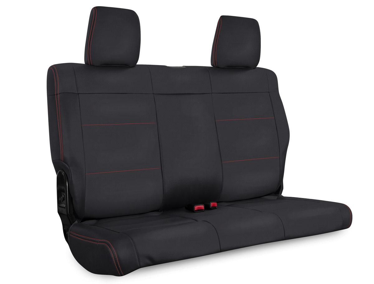 PRP Seats Rear Seat Cover for '07 Jeep Wrangler JKU 4 Door Black with Red Stitching - B025-01