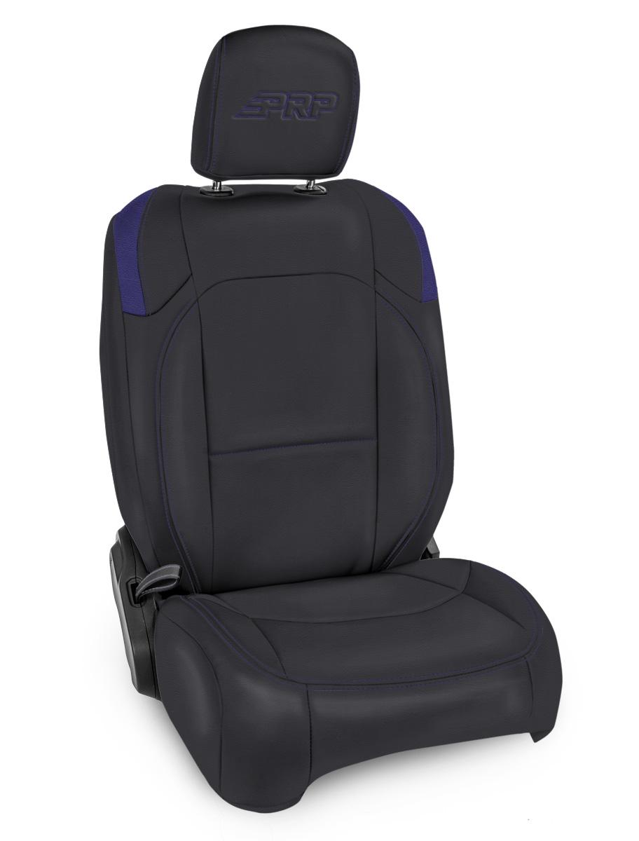 PRP Seats Front Seat Covers For 18-24 Jeep Wrangler JL 2 Door with Pocket Back Pair Black and Purple - B037-08