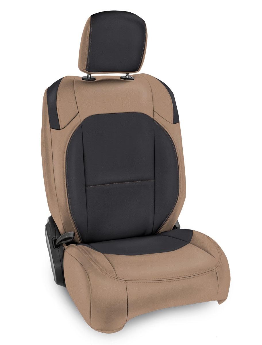 PRP Seats Front Seat Covers For 18-24 Jeep Wrangler JL 2 Door with Molle Back Pair Black and Tan - B038-04