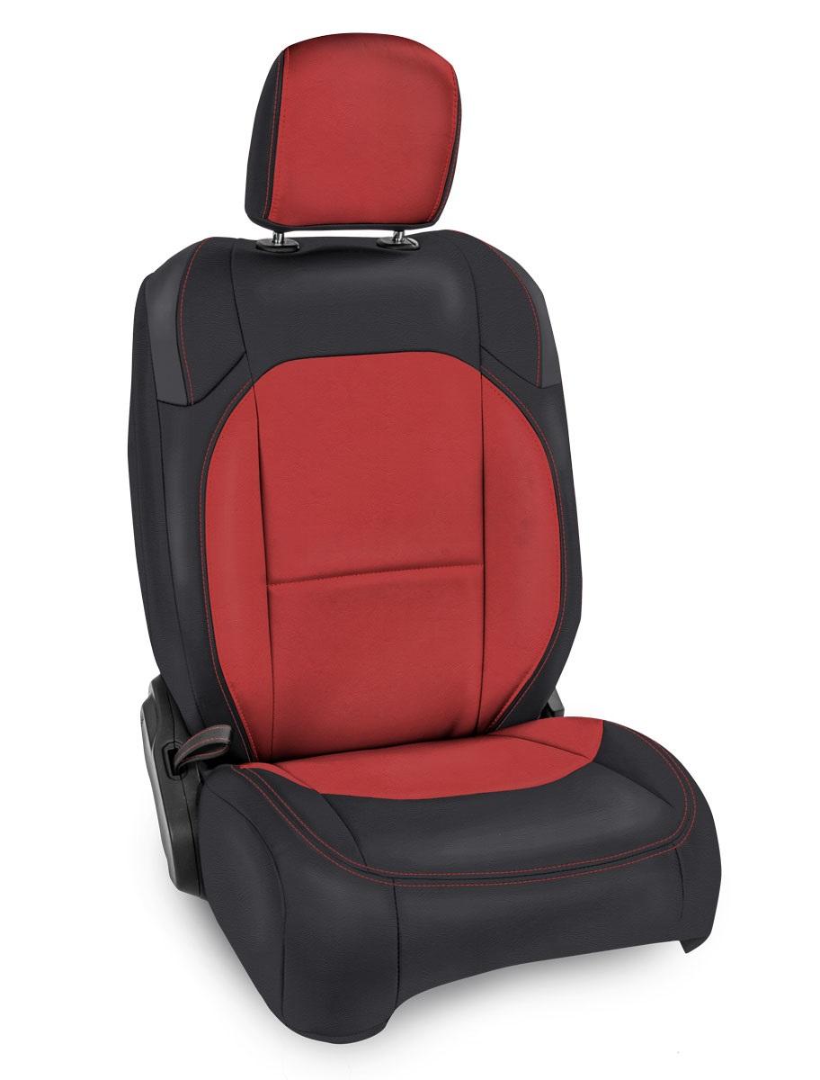 PRP Seats Front Seat Covers For 18-24 Jeep Wrangler JL 2 Door with Molle Back Pair Black and Red - B038-05