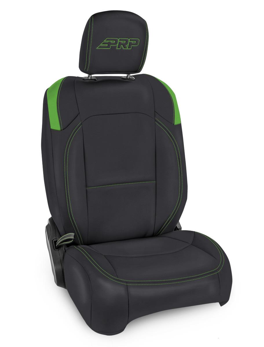 PRP Seats Front Seat Covers For 18-24 Jeep Wrangler JL 2 Door with Molle Back Pair Black and Green - B038-06