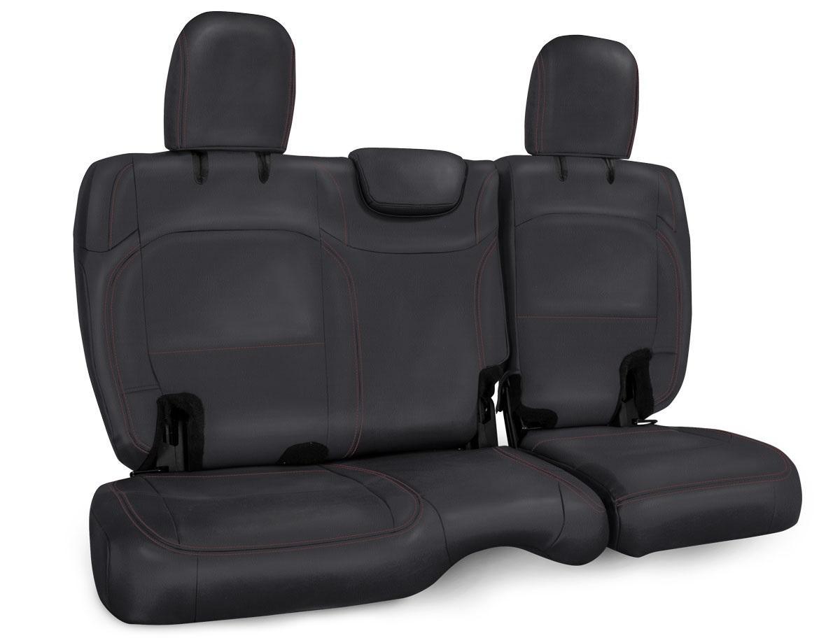 PRP Seats Rear Bench Cover for Jeep Wrangler JLU 4 door with no armrest Black with Red Stitching - B043-01