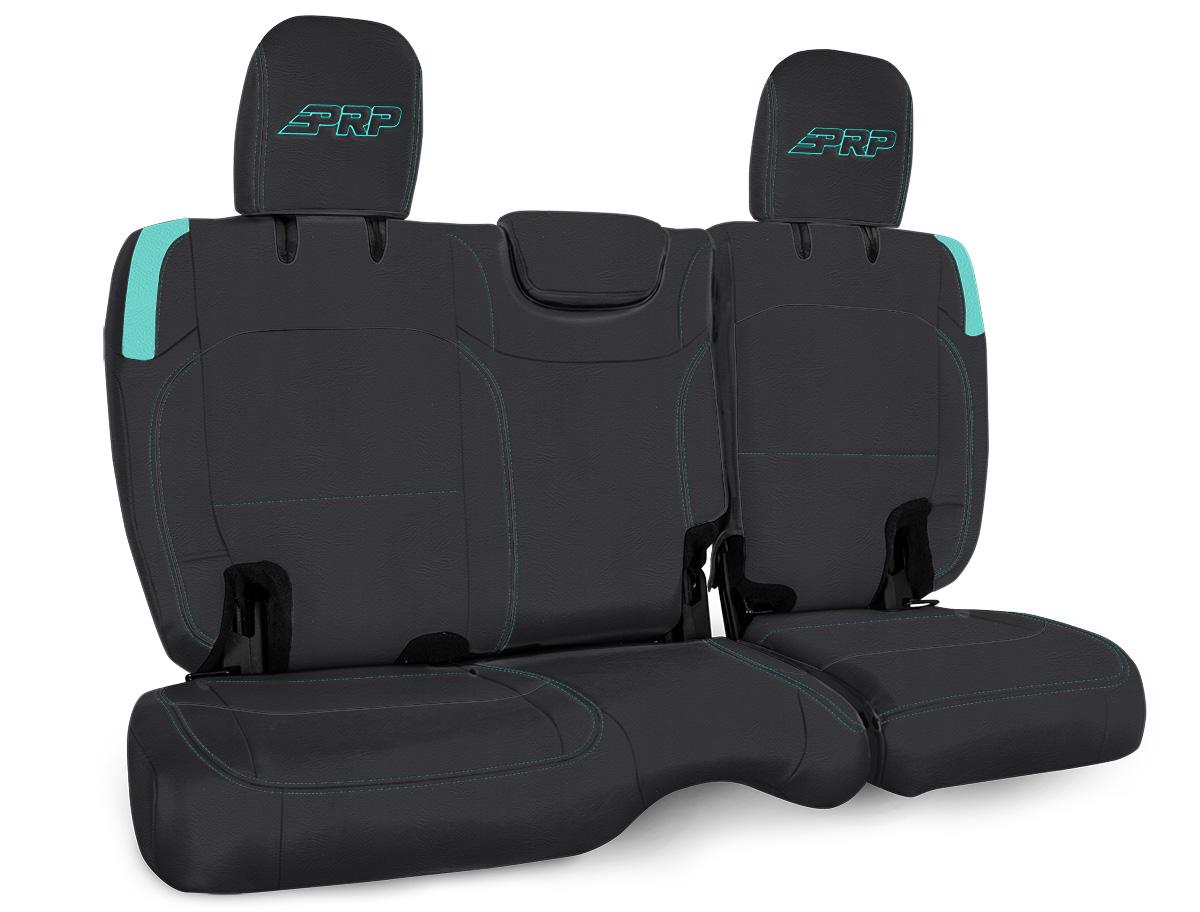 PRP Seats Rear Bench Cover for Jeep Wrangler JLU 4 door with no armrest Black and Teal - B043-09