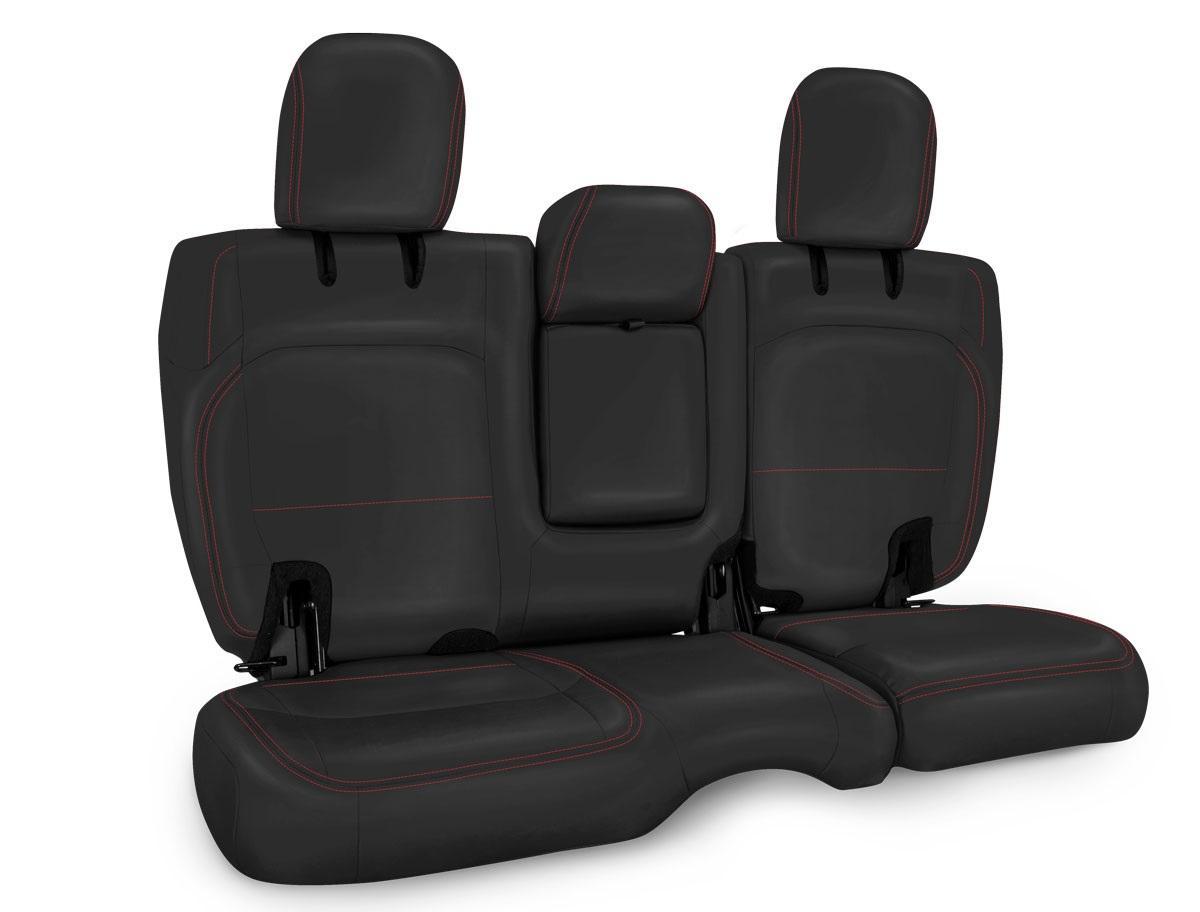 PRP Seats Rear Bench Cover for Jeep Wrangler JLU 4 door with Armrest Black with Red Stitching - B044-01