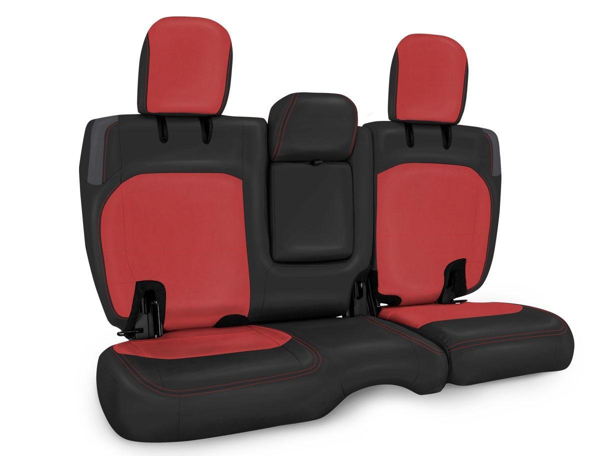 PRP Seats Rear Bench Cover for Jeep Wrangler JLU 4 door with Armrest Black and Red - B044-05
