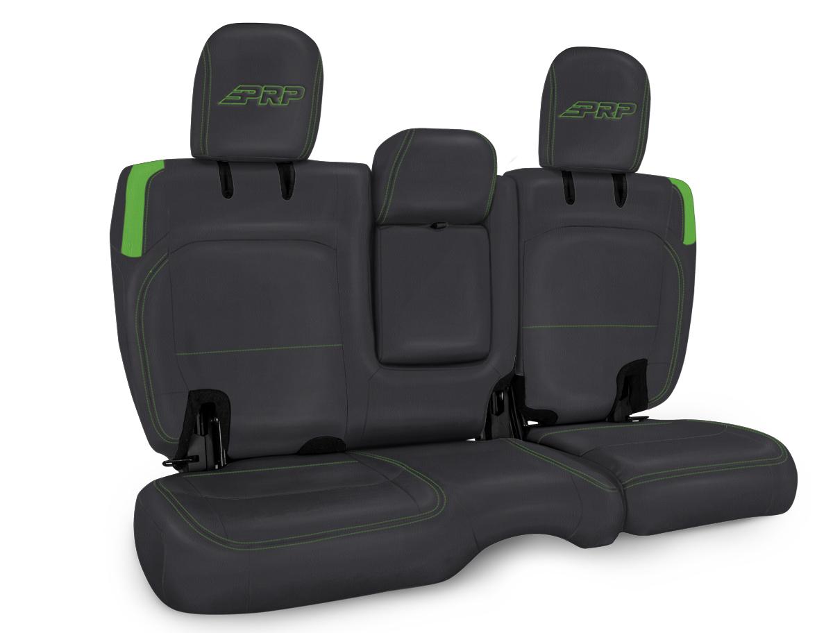 PRP Seats Rear Bench Cover for Jeep Wrangler JLU 4 door with Armrest Black and Green - B044-06