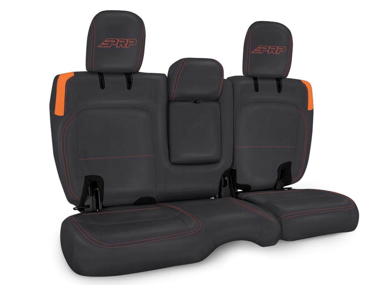 PRP Seats Rear Bench Cover for Jeep Wrangler JLU 4 door with Armrest Black and Orange - B044-07
