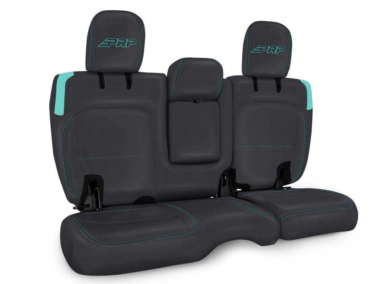 PRP Seats Rear Bench Cover for Jeep Wrangler JLU 4 door with Armrest Black and Teal - B044-09