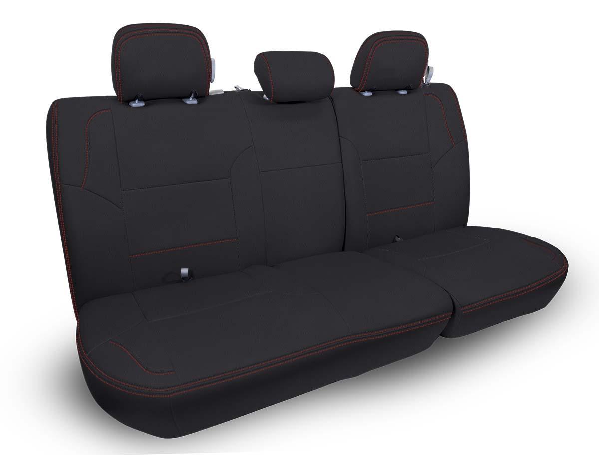 PRP Seats Rear Bench Cover for 12-15 Toyota Tacoma Double Cab Black with Red Stitching - B052-01