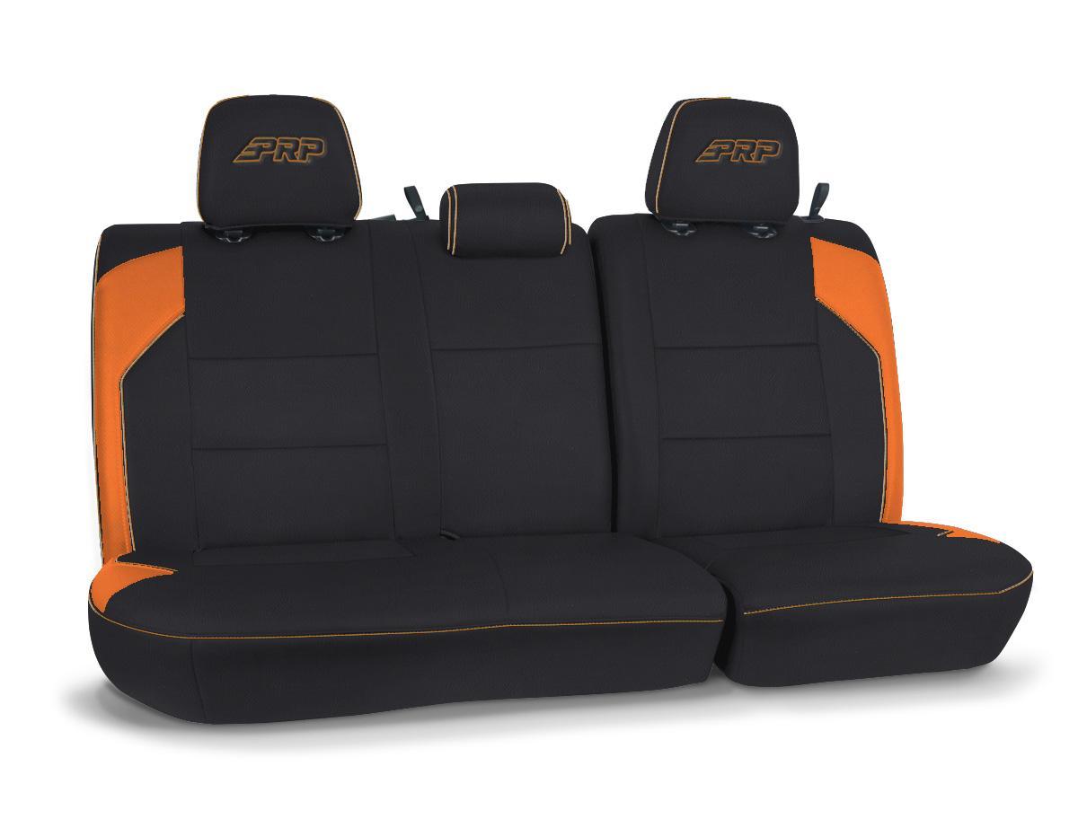 PRP Seats Rear Bench Cover for 2016-2023 Toyota Tacoma Double Cab Black and Orange - B054-05