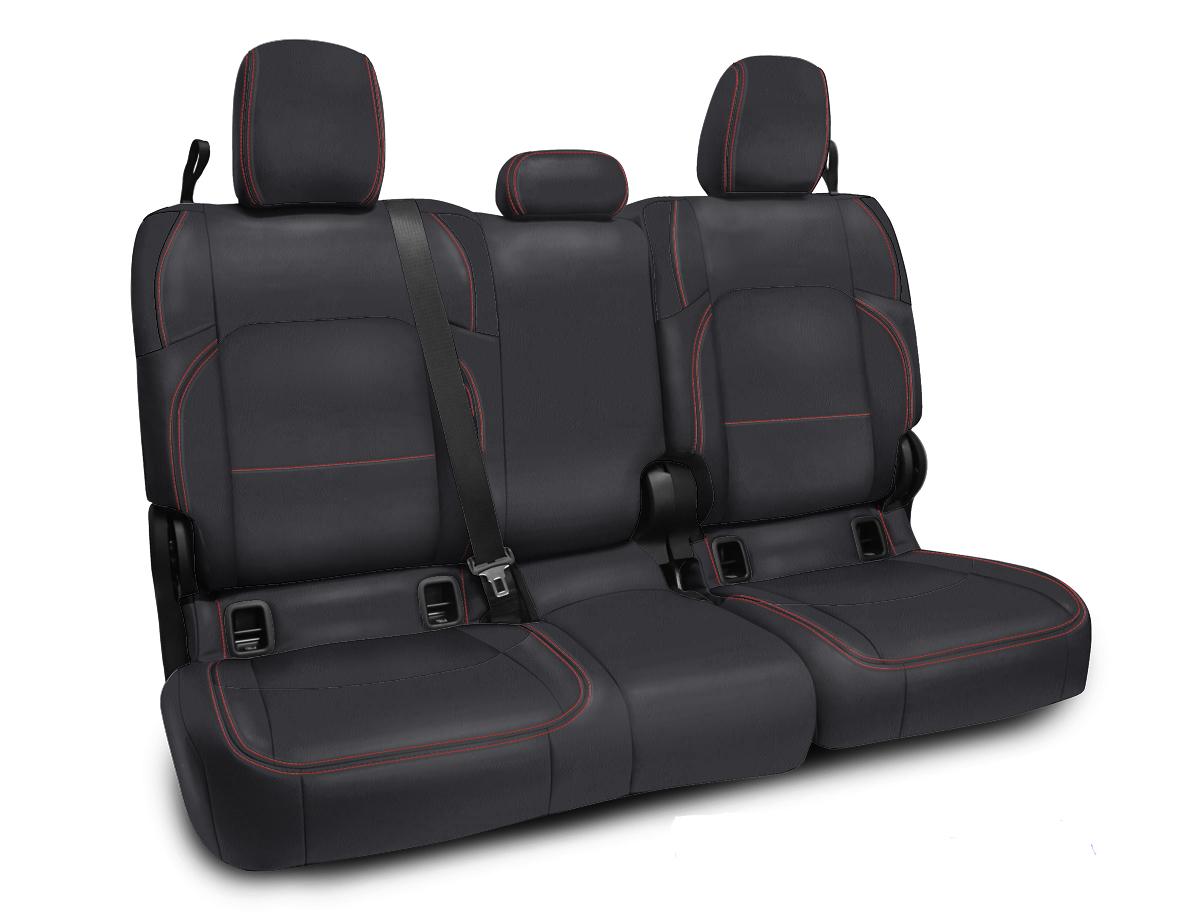 PRP Seats Rear Bench Cover for Jeep Gladiator JT with no Armrest Black with Red Stitching - B055-01