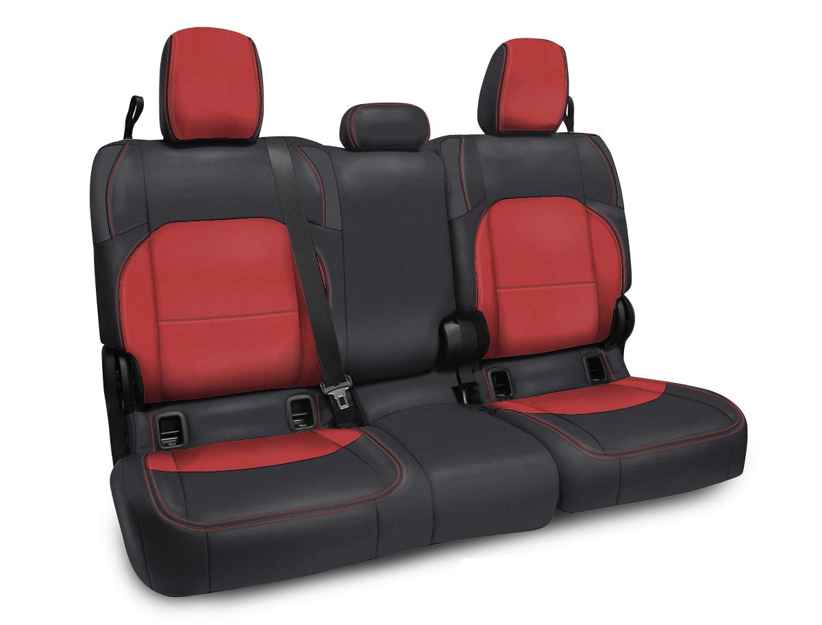 PRP Seats Rear Bench Cover for Jeep Gladiator JT With Armrest Black and Red - B056-05