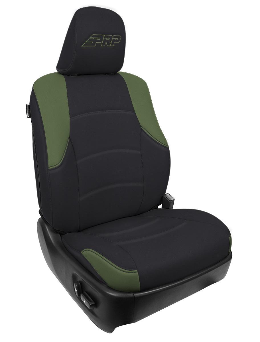 PRP Seats Front Seat Covers for 2011-Up Toyota 4Runner Pair Black and Olive Green - B066-04