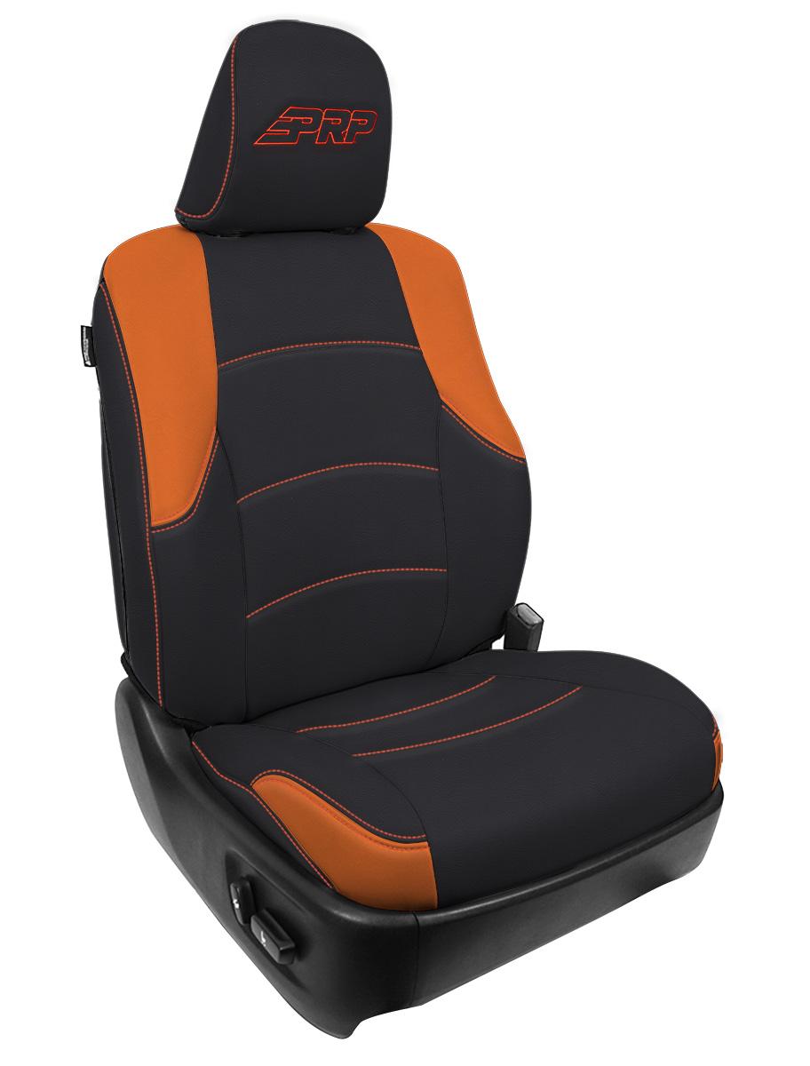 PRP Seats Front Seat Covers for 2011-Up Toyota 4Runner Pair Black and Orange - B066-05