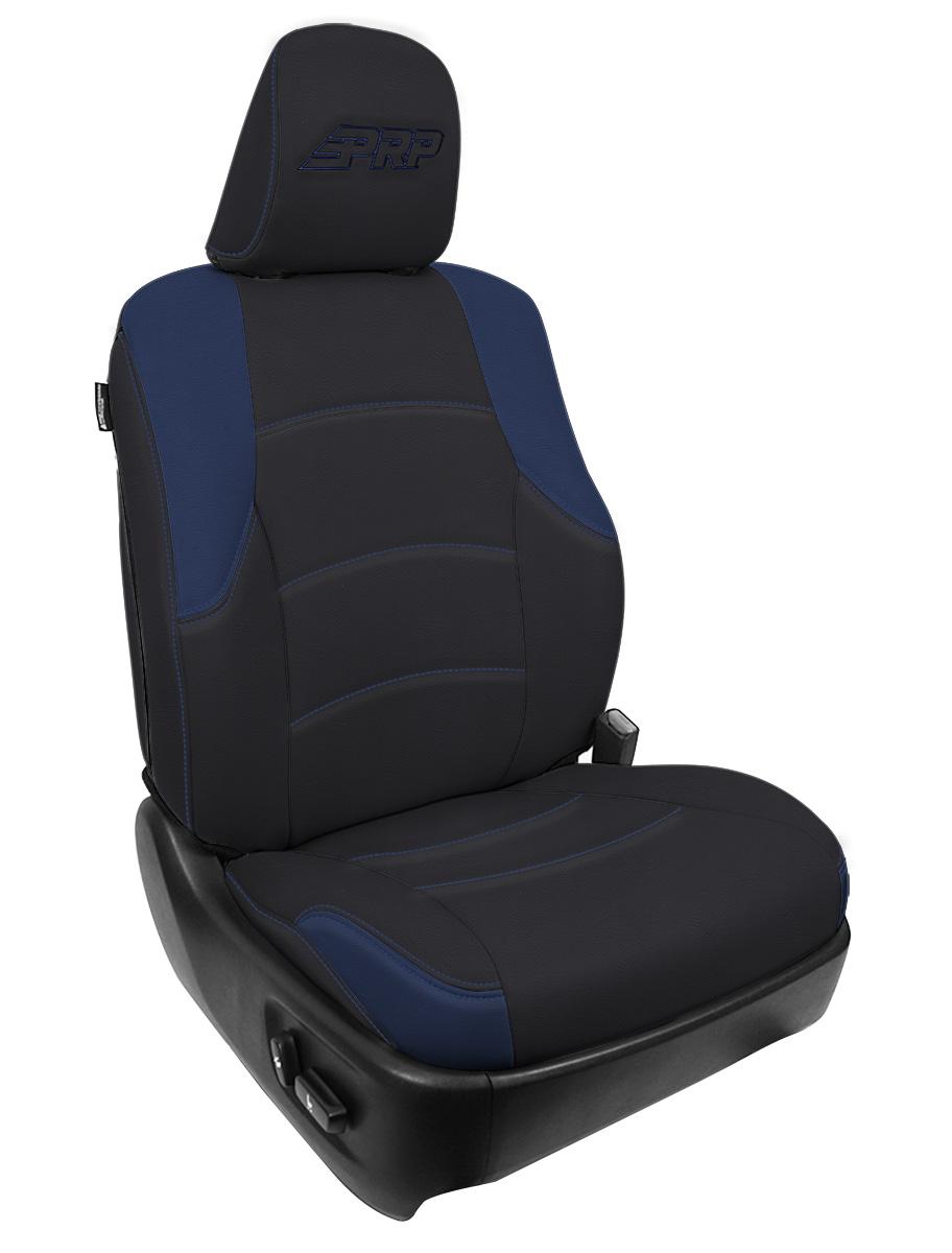 PRP Seats Front Seat Covers for 2011-Up Toyota 4Runner Pair Black and Navy Blue - B066-06