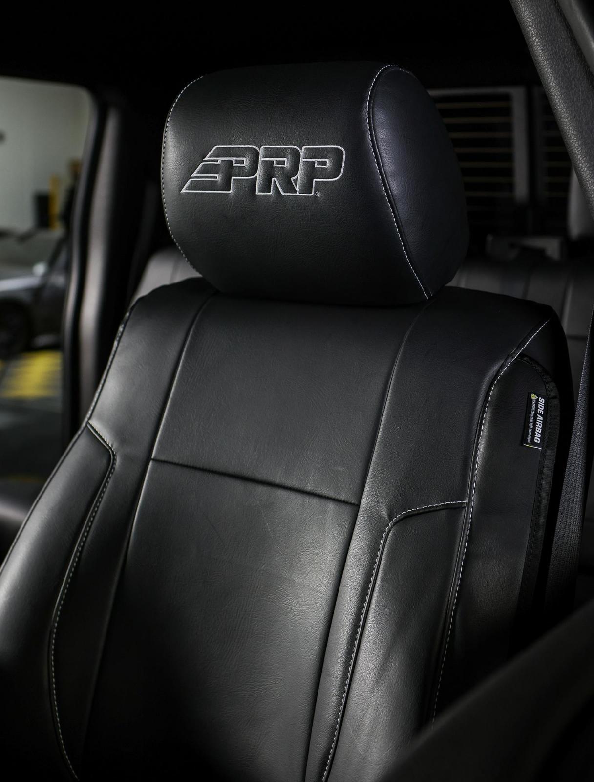 PRP Seats Front Seat Covers for 2012-14 Ford Raptor Pair Black with Silver Stitch - B068-06