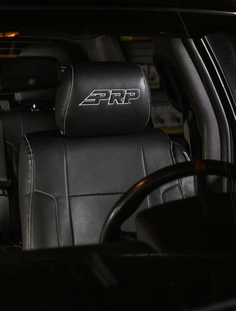 PRP Seats Front Seat Covers for 2012-14 Ford Raptor Pair Black with Silver Stitch - B068-06