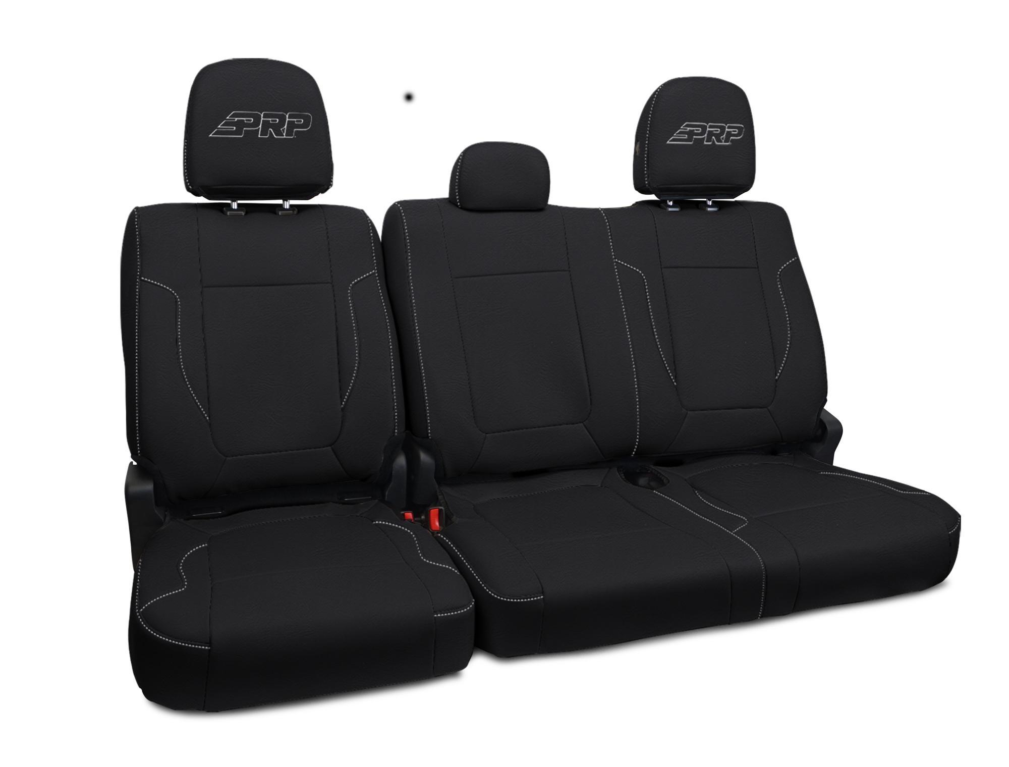PRP Seats Rear Bench Seat Covers for 2012-14 Ford Raptor Black with Silver Stitch - B070-06
