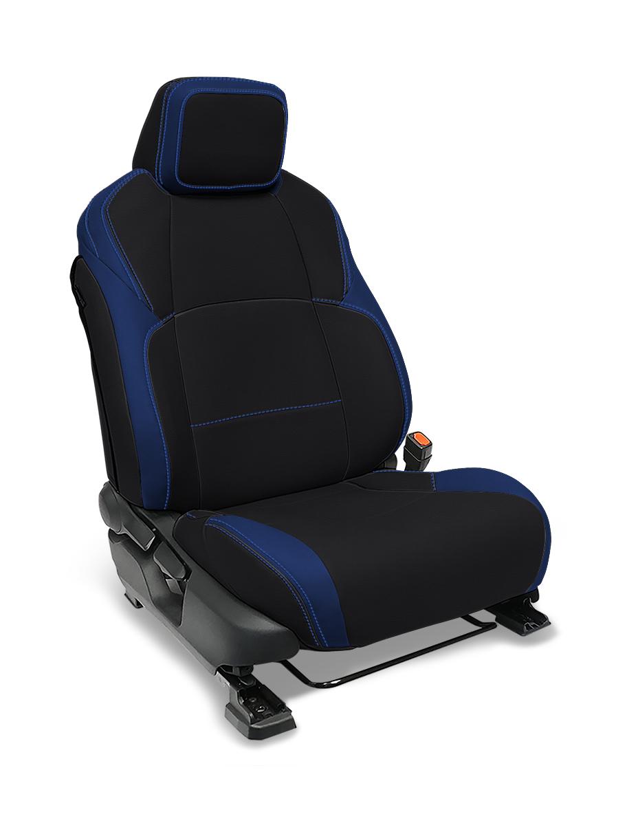 PRP Seats Front Seat Covers for 2024 Toyota Tacoma Pair - Black and Blue - B088-06