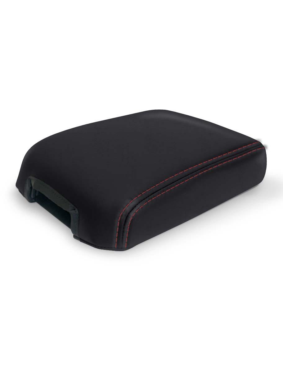 PRP Seats Center Console Cover for '16-'23 Toyota Tacoma Black with Red Stitching - B102-01
