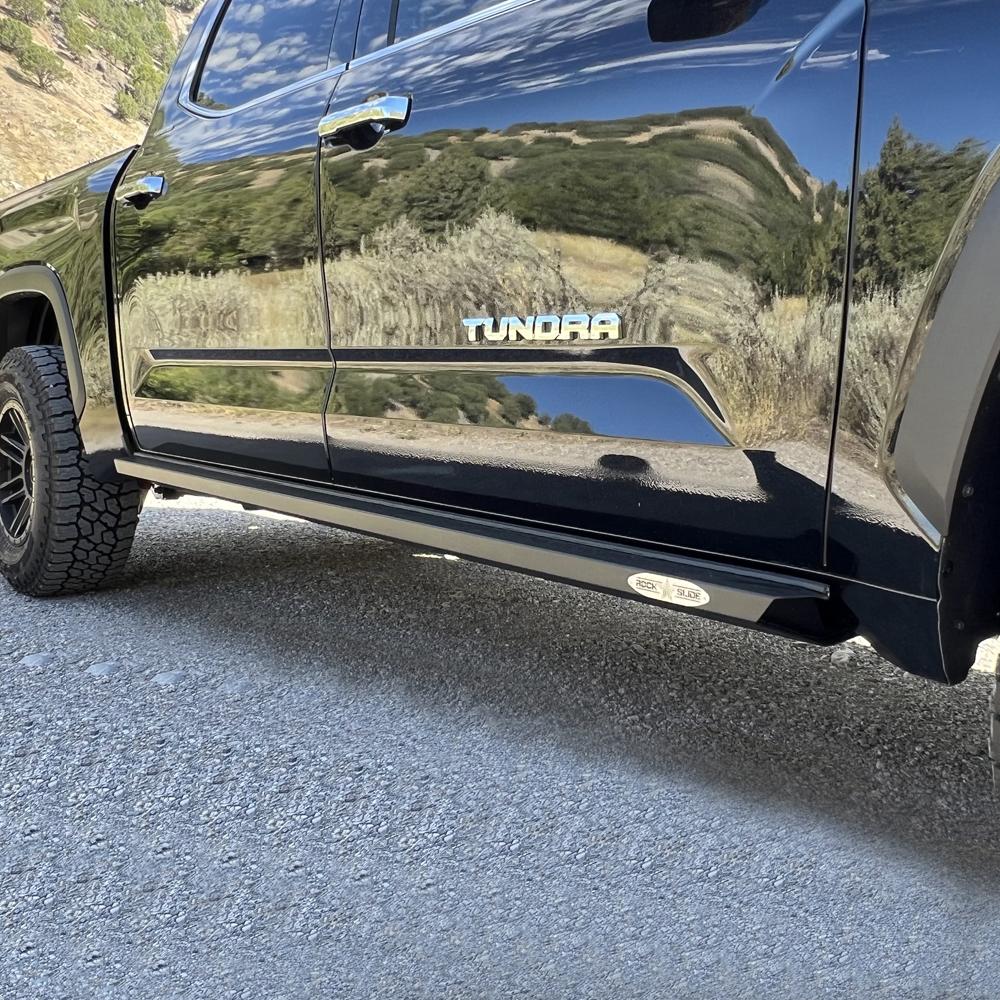 Rock Slide Engineering Tundra Rock Sliders For 22-24 Toyota Tundra Black Powdercoat Steel (2022-2024 Tundra) - BD-SL-100-TUN