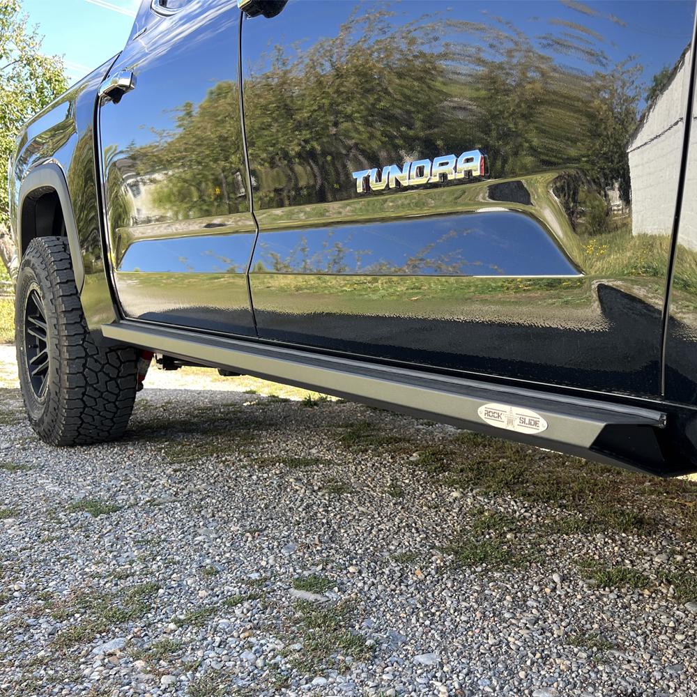 Rock Slide Engineering Tundra Rock Sliders For 22-24 Toyota Tundra Black Powdercoat Steel (2022-2024 Tundra) - BD-SL-100-TUN