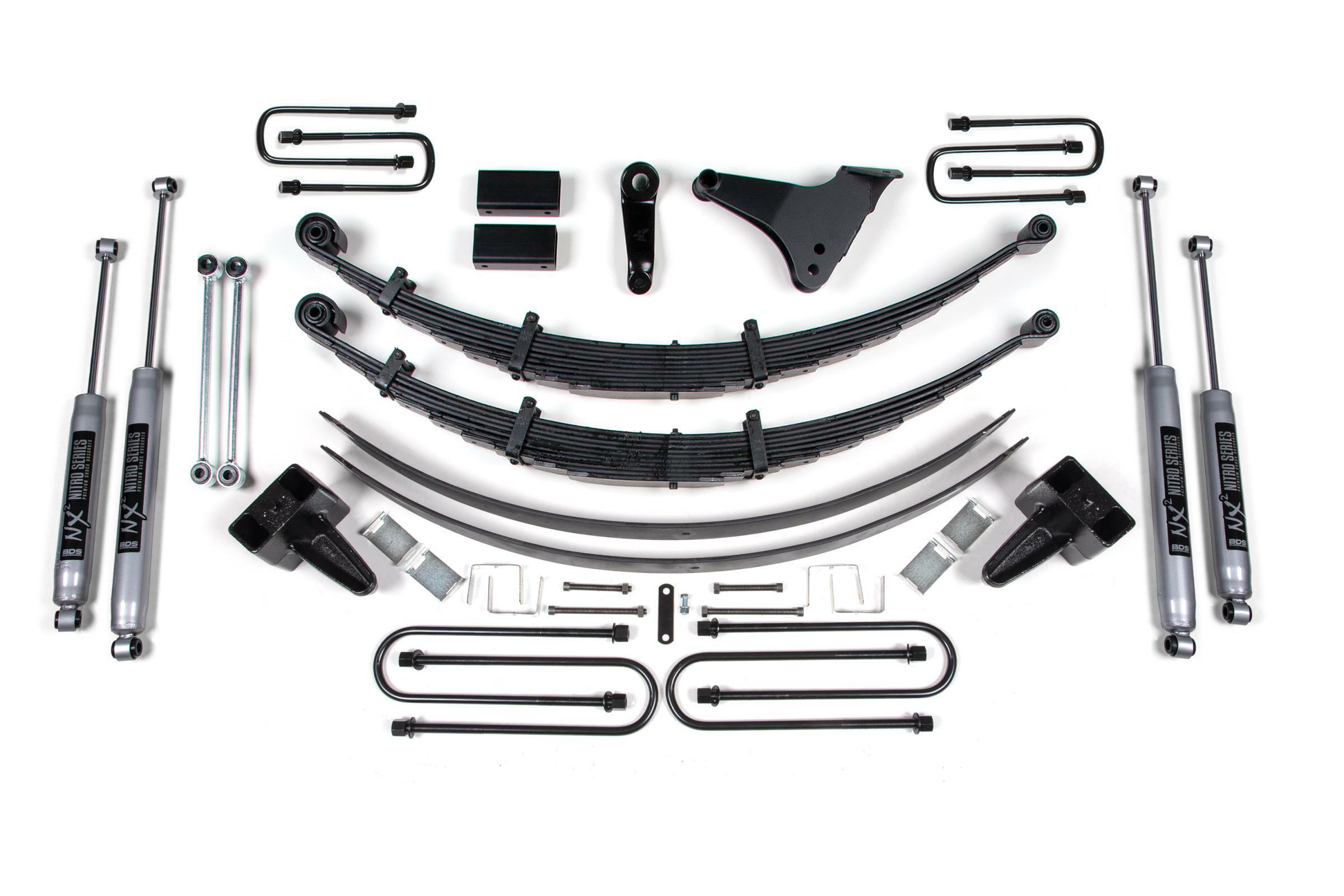 BDS Suspension 6 Inch Lift Kit Ford F250/F350 Super Duty 99-04 4WD Radius U Bolt With block Kit with Factory Overload W/ Fox 2.0 Performance Shocks (1999-2004 F-250 Super Duty, F-350 Super Duty) - BDS1301FS