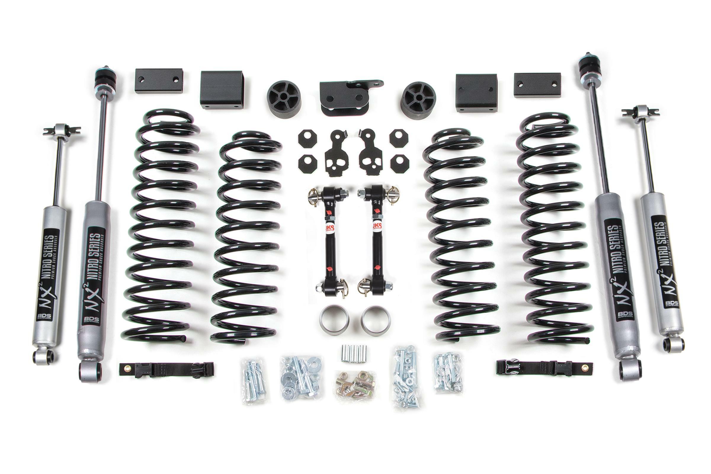 BDS Suspension 3 Inch Lift Kit Jeep Wrangler JK 12-18 4-Door Sway Bar Fixed Links Fox 2.0 Performance Shocks (2012-2018 Wrangler, Wrangler JK) - BDS1404FS
