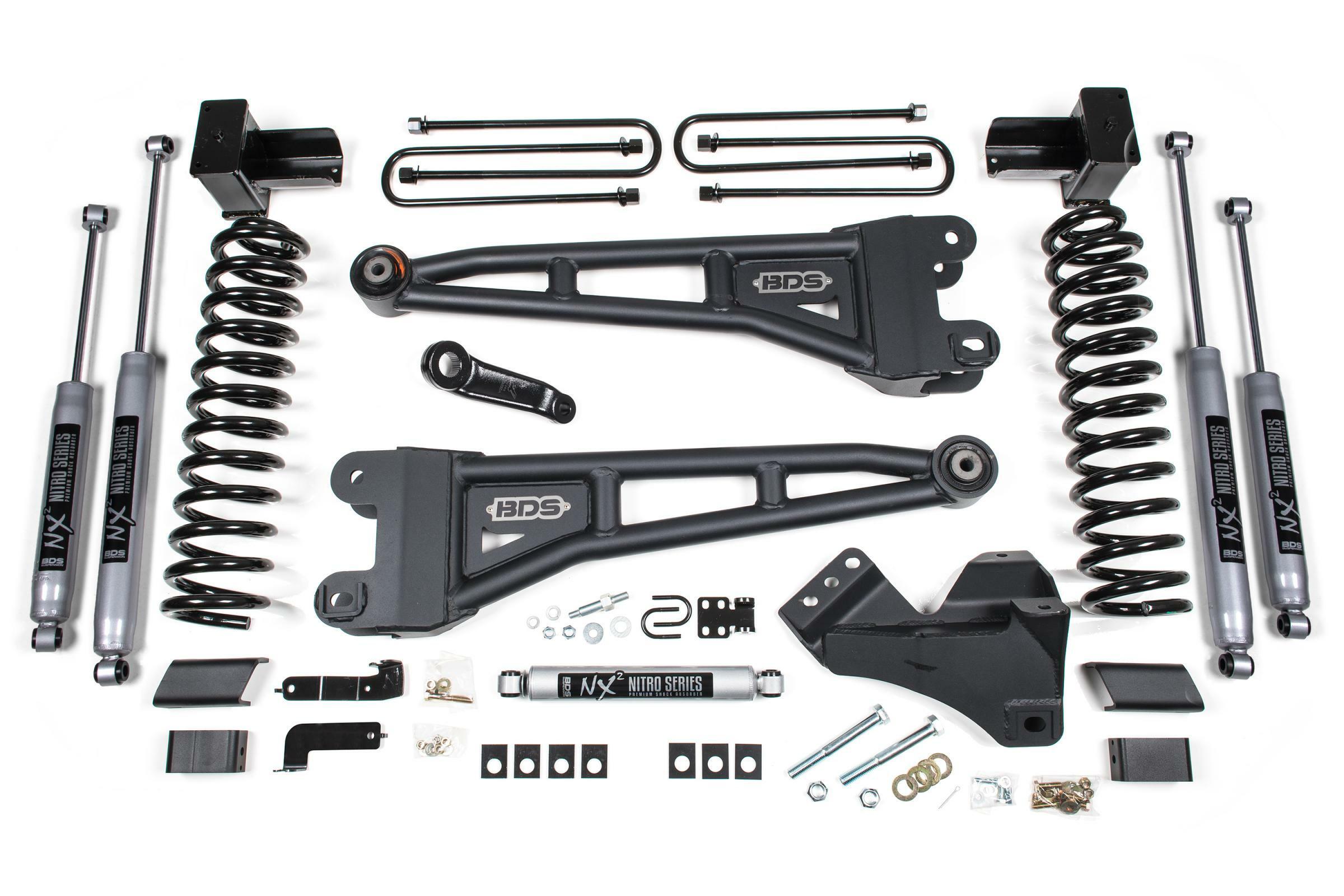 BDS Suspension 4 Inch Lift Kit w/ Radius Arm Ford F250/F350 Super Duty 17-19 4WD Gas 5 Inch Block 3 Leaf Main Fox 2.0 Performance Series (2017-2019 F-250 Super Duty) - BDS1525FS