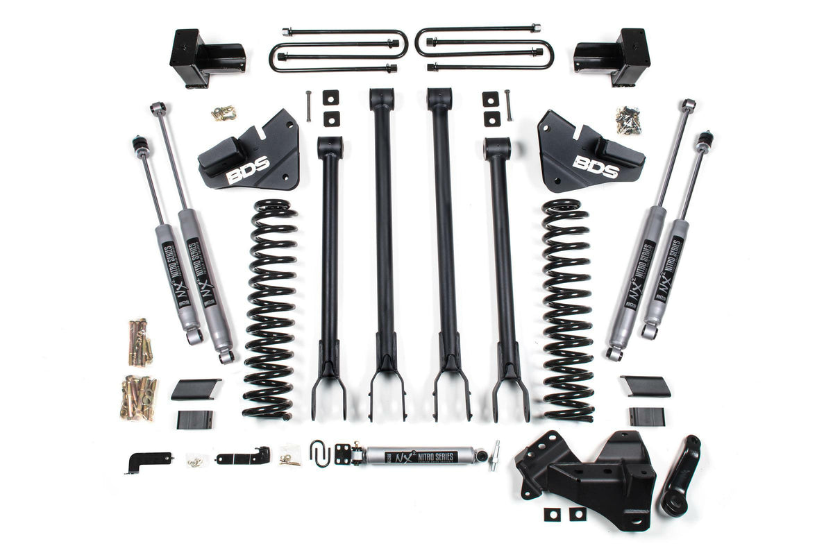 BDS Suspension 4 Inch Lift Kit w/ 4-Link Ford F350 Super Duty DRW 20-22 4WD Diesel Fox 2.0 Performance Shocks (2020 F-350 Super Duty) - BDS1565FS