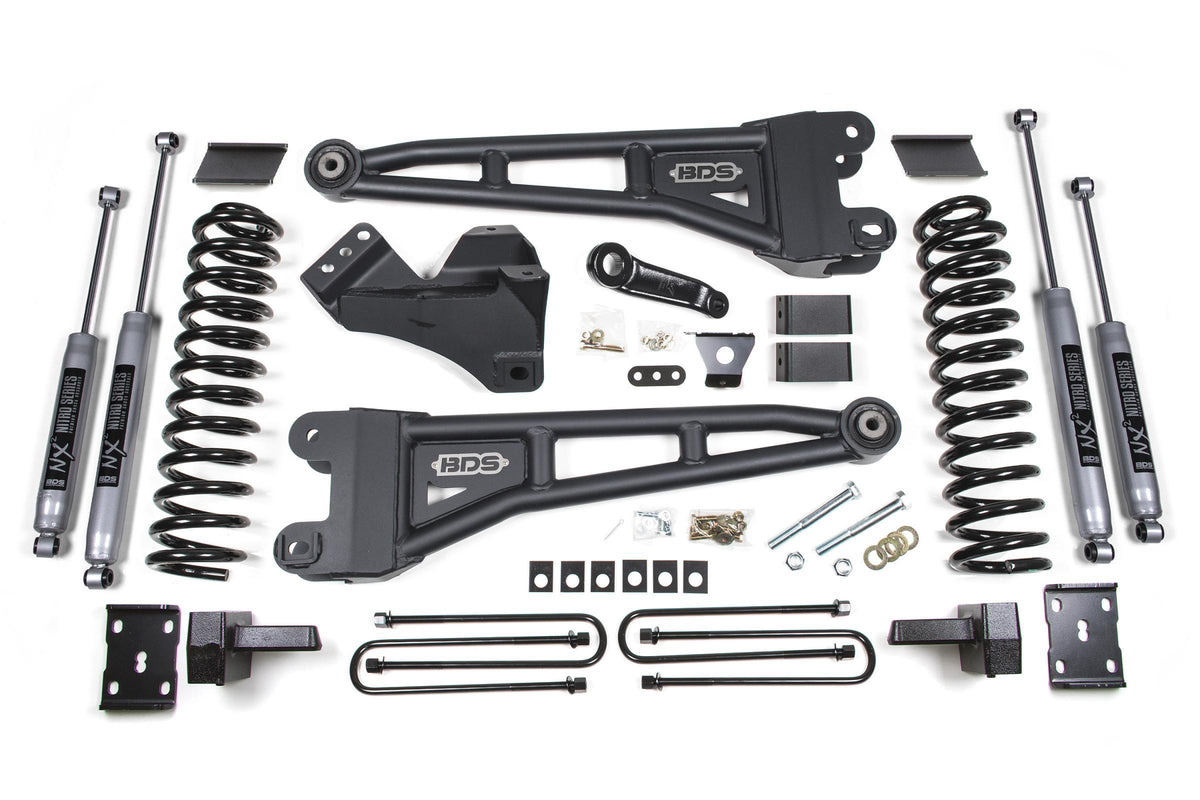 BDS Suspension 4 Inch Lift Kit w/ Radius Arm Ford F250/F350 Super Duty 11-16 4WD Diesel 4 Inch Block Fox 2.0 Performance Shocks (2011-2016 F-350 Super Duty, F-250 Super Duty) - BDS1596FS