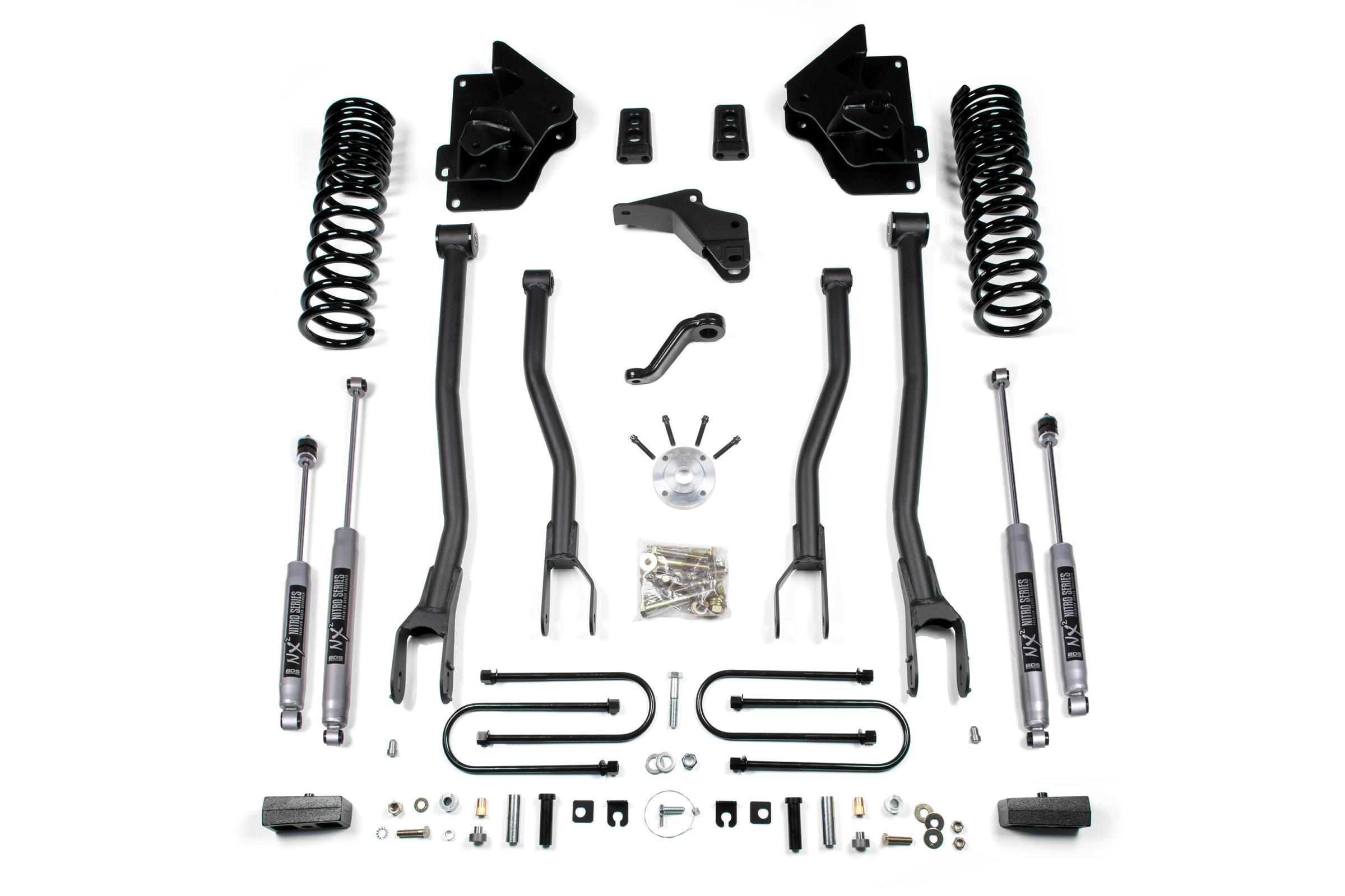 BDS Suspension 4 Inch Lift Kit w/ 4-Link Ram 3500 13-18 4WD Gas 3 Inch Block Fox 2.0 Performance Shocks (2013-2018 3500) - BDS1613FS