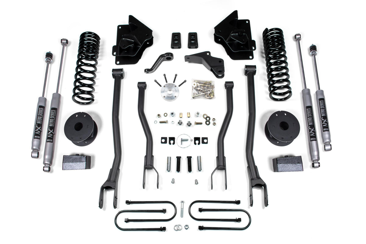 BDS Suspension 4 Inch Lift Kit w/ 4-Link Ram 3500 w/ Rear Air Ride 13-18 4WD Diesel Fox 2.0 Performance Shocks (2013-2018 3500) - BDS1644FS