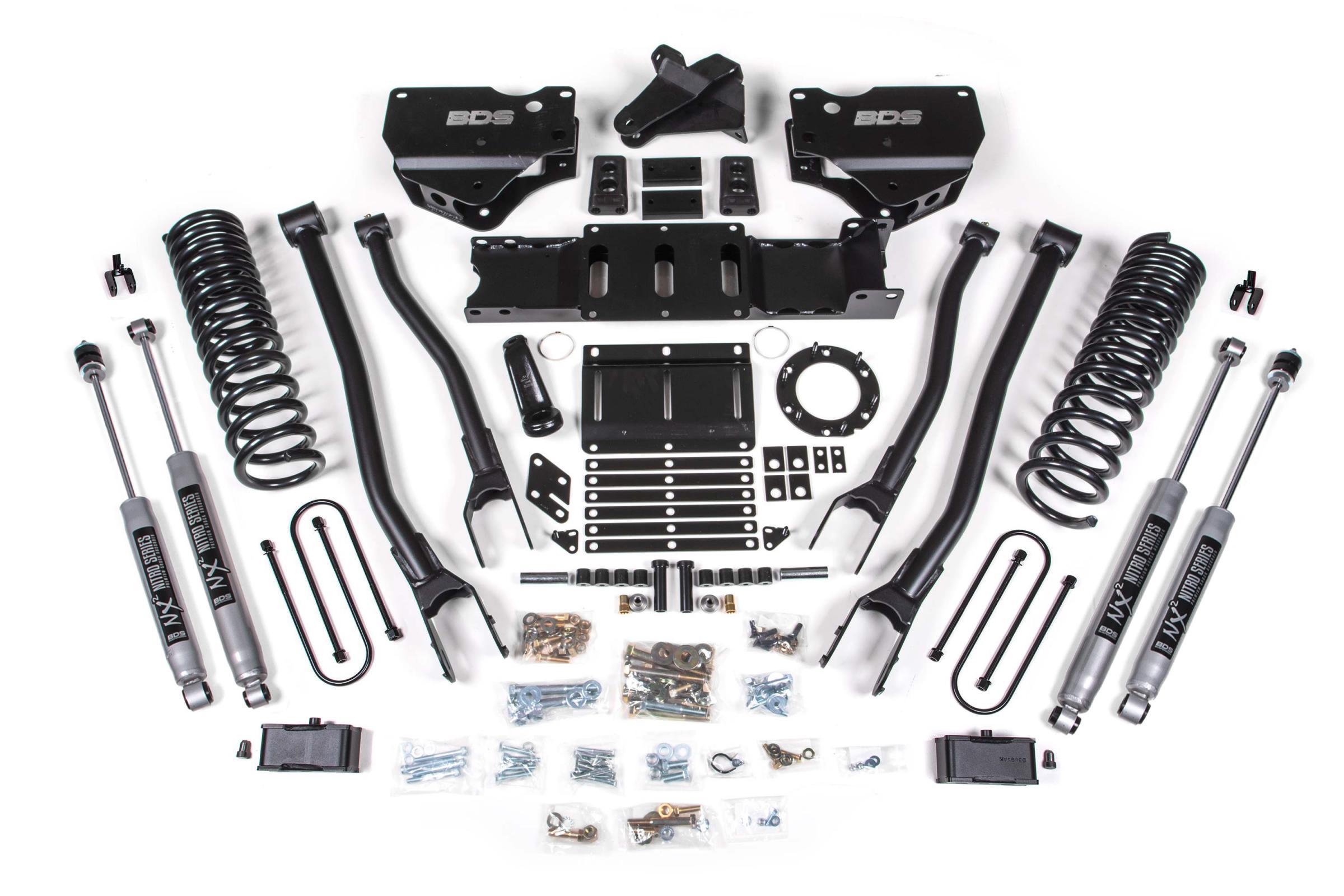 BDS Suspension 4 Inch Lift Kit w/ 4-Link Ram 3500 19-24 4WD Diesel Without Factory Rear Overload Leaf 6 Bolt Fox 2.5 Performance Elite Shocks (2019-2024 3500) - BDS1666FPE