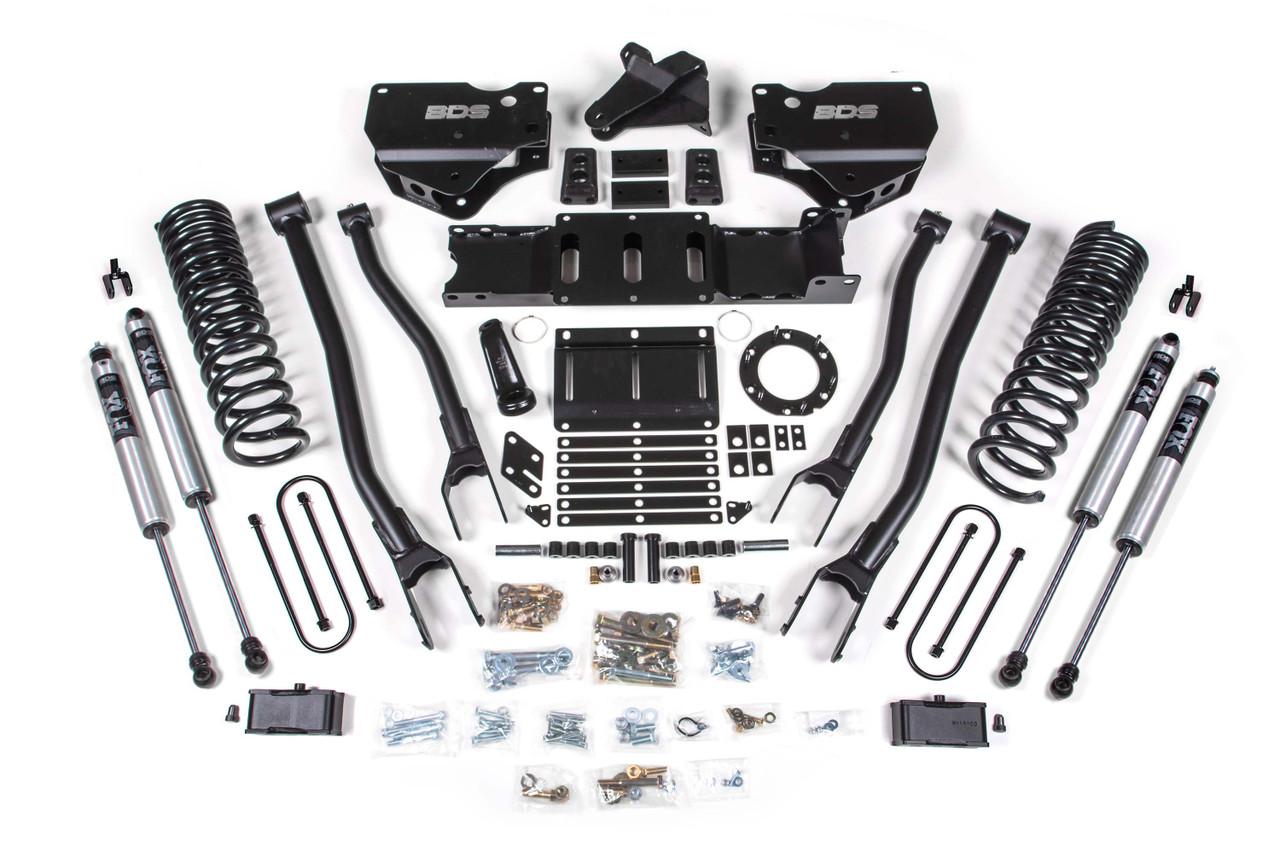 BDS Suspension 4 Inch Lift Kit w/ 4-Link Ram 3500 19-23 4WD Gas Without Factory Rear Overload Leaf Fox 2.0 Performance Shocks (2019-2024 3500) - BDS1676FS