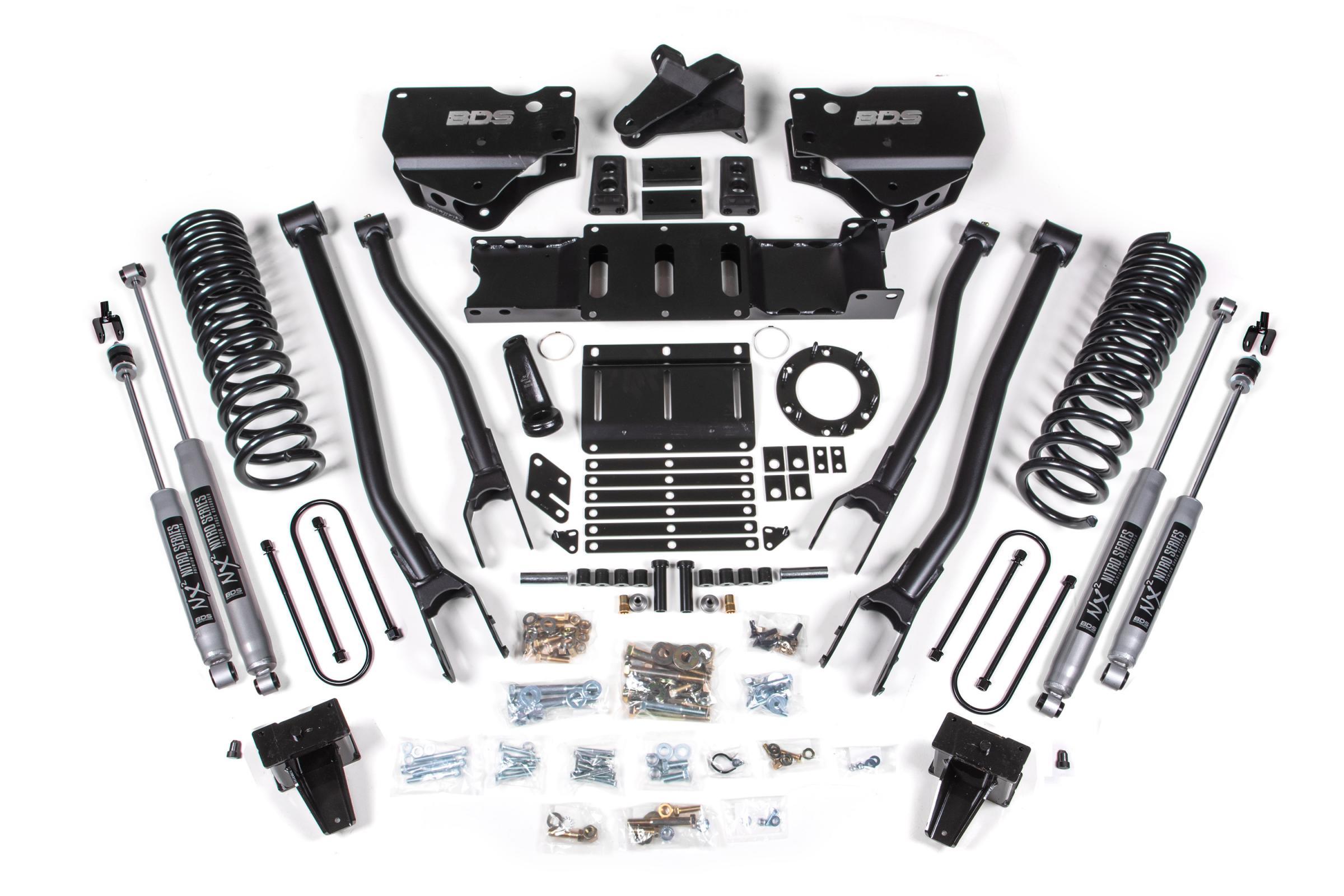 BDS Suspension 6 Inch Lift Kit w/ 4-Link Ram 3500 19-24 4WD Diesel No Factory Rear Overload Leaf 6 Bolt NX2 Nitro Shocks (2019-2024 3500) - BDS1690H