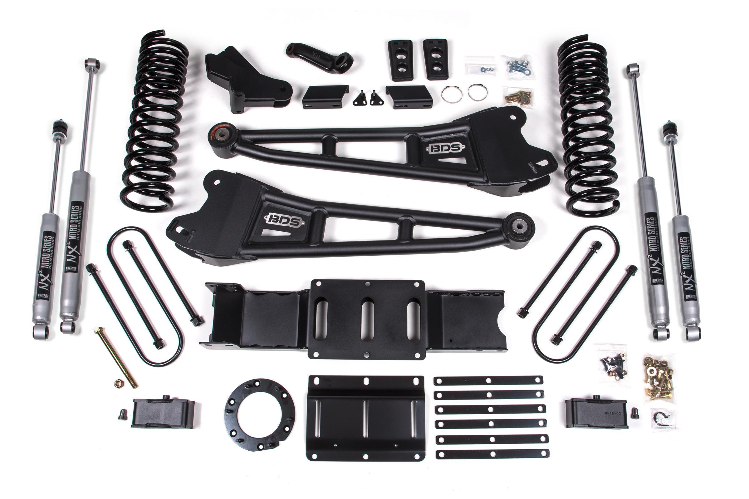 BDS Suspension 4 Inch Lift Kit w/ Radius Arm Ram 3500 19-24 4WD Gas Without Factory Rear Overload Leaf Fox 2.0 Performance Shocks (2019-2024 3500) - BDS1700FS