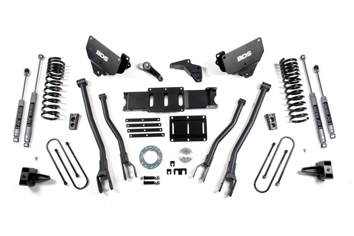 BDS Suspension 6 Inch Lift Kit w/ 4-Link Ram 3500 13-18 4WD Diesel 4 Inch Block 8 Bolt Indexing Ring NX2 Nitro Shocks (2013-2018 3500) - BDS1785H