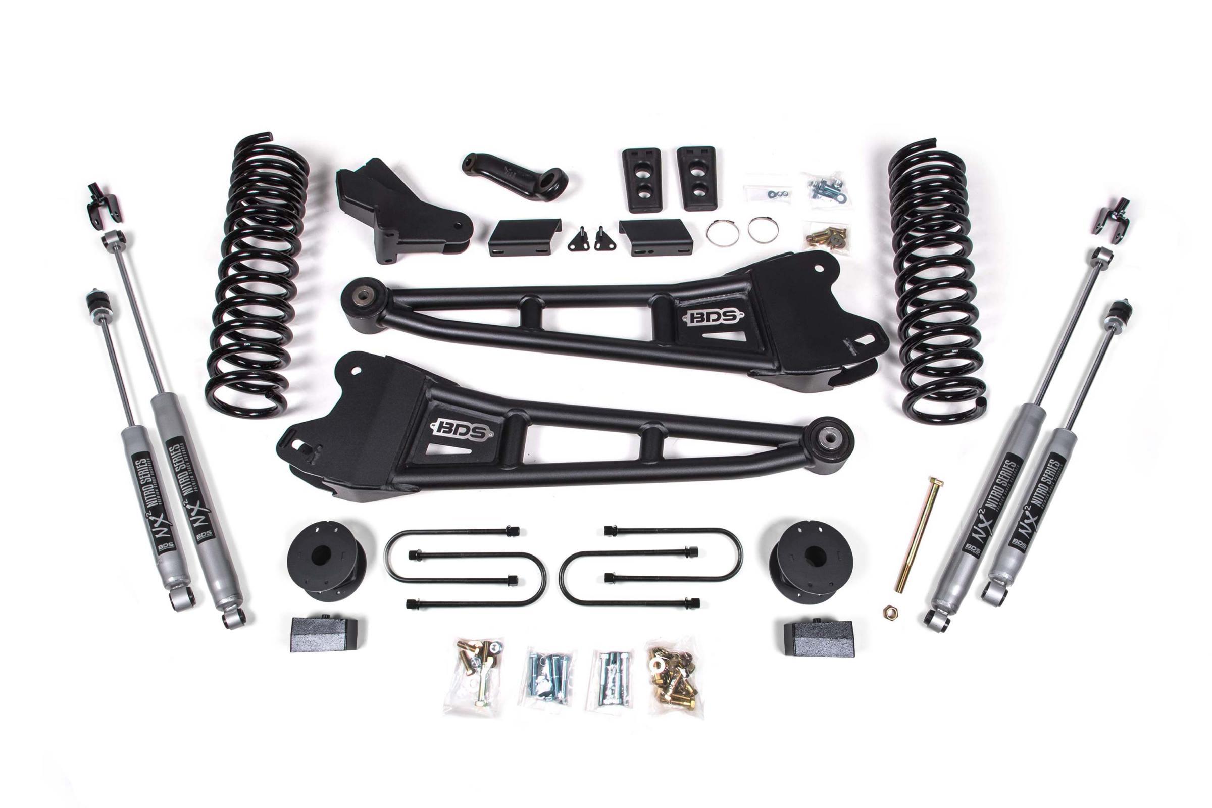 BDS Suspension 4 Inch Lift Kit w/ Radius Arm Ram 3500 w/ Rear Air Ride 13-18 4WD Diesel NX2 Nitro Shocks (2013-2018 3500) - BDS1792H