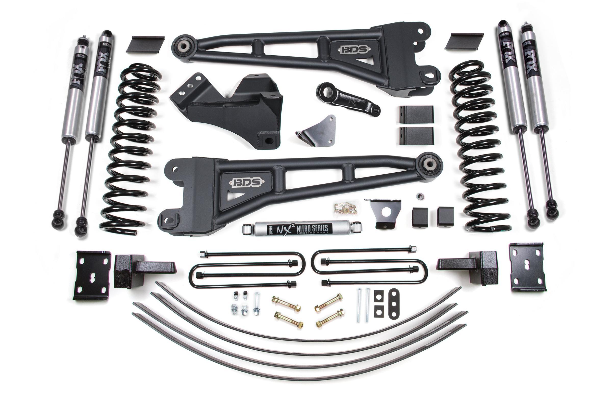 BDS Suspension 6 Inch Lift Kit w/ Radius Arm Ford F250/F350 Super Duty 05-07 4WD Gas 4 Inch Block Add A Leaf Without Overload Fox 2.0 Performance (2005-2007 F-250 Super Duty, F-350 Super Duty) - BDS1949FS