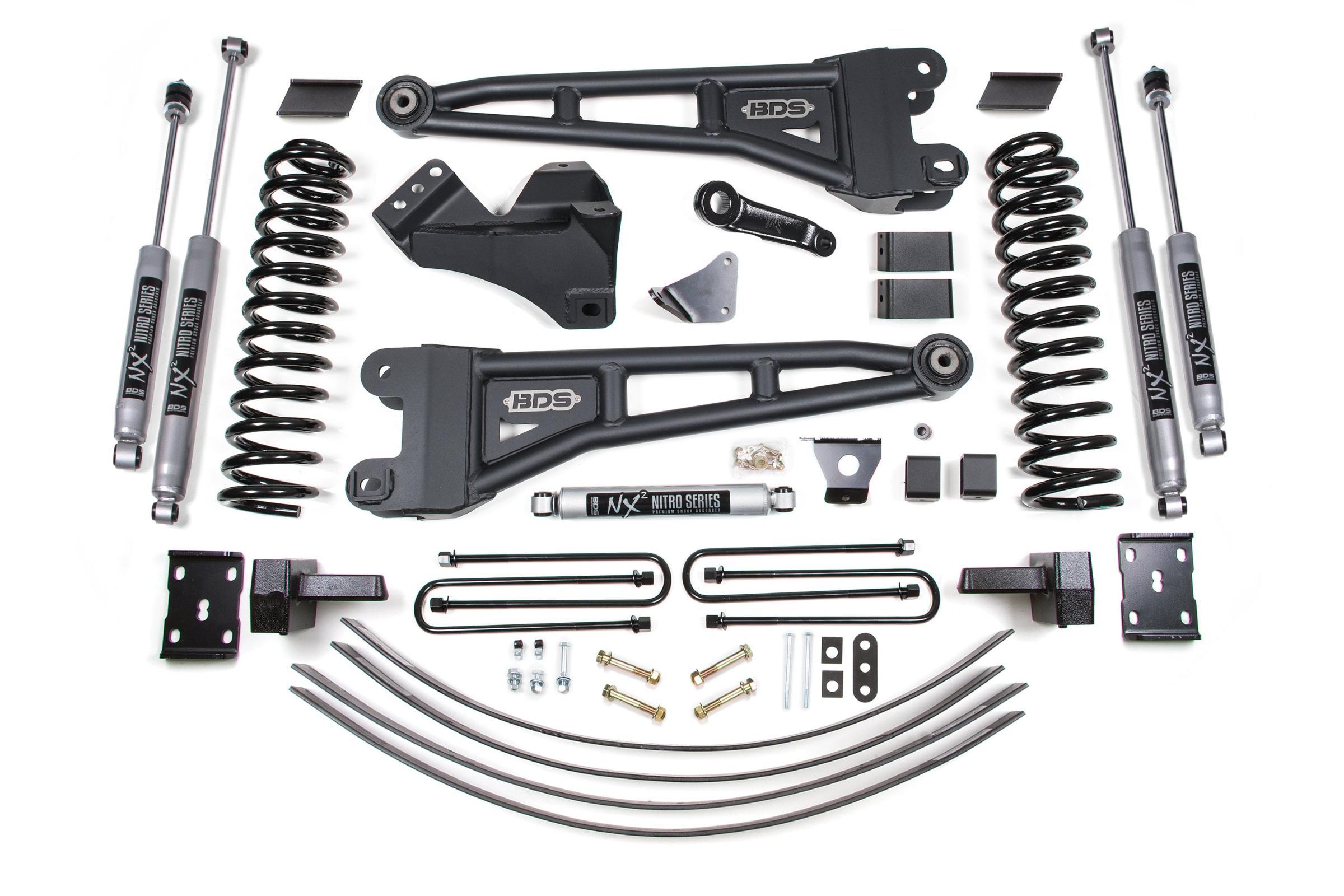 BDS Suspension 6 Inch Lift Kit w/ Radius Arm Ford F250/F350 Super Duty 05-07 4WD Gas 4 Inch Block Add A Leaf Without Overload NX2 Nitro (2005-2007 F-250 Super Duty, F-350 Super Duty) - BDS1949H