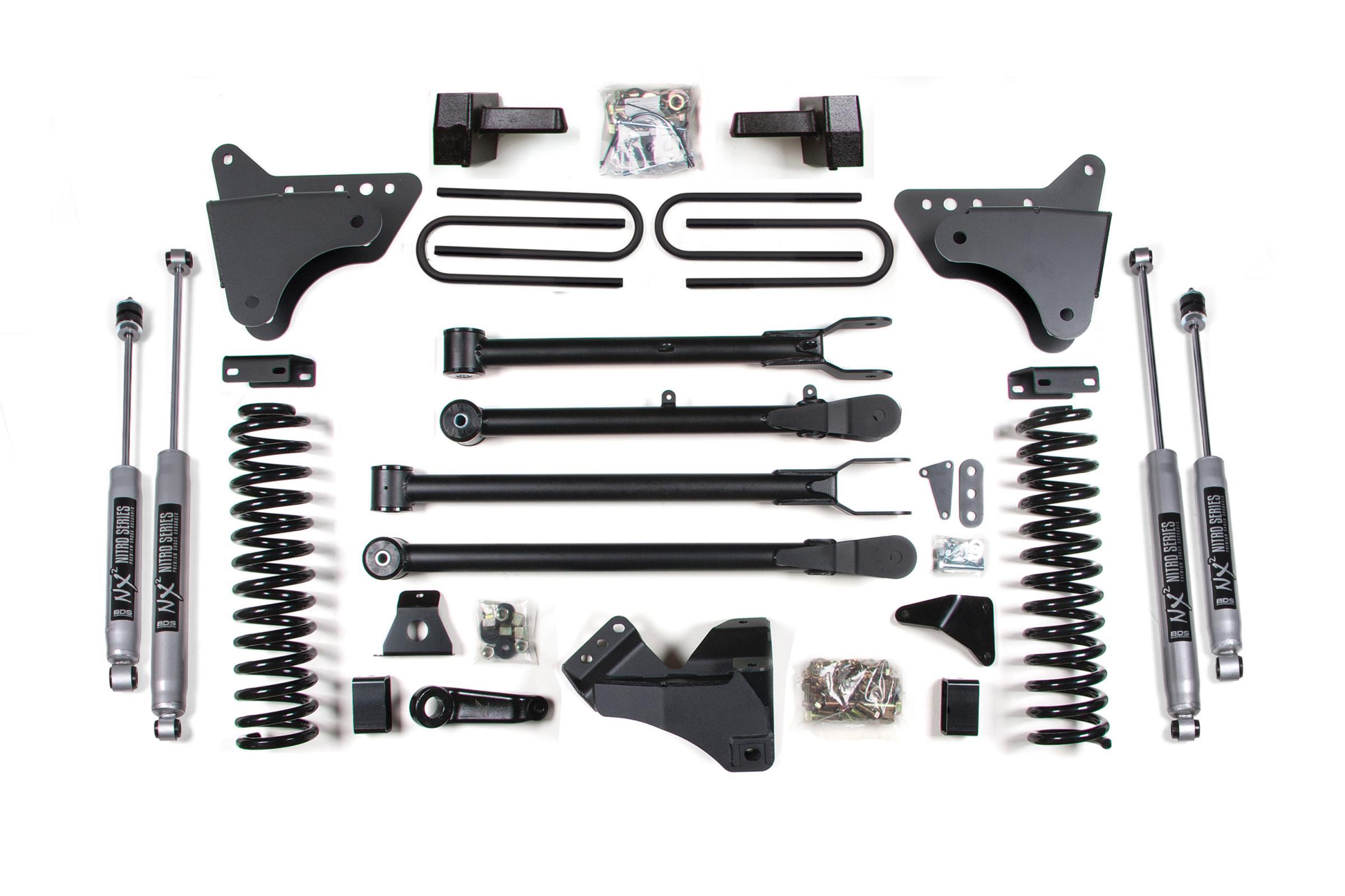 BDS Suspension 4 Inch Lift Kit w/ 4-Link Ford F250/F350 Super Duty 05-07 4WD Diesel Leaf Springs NX2 Nitro (2005-2007 F-250 Super Duty, F-350 Super Duty) - BDS348H