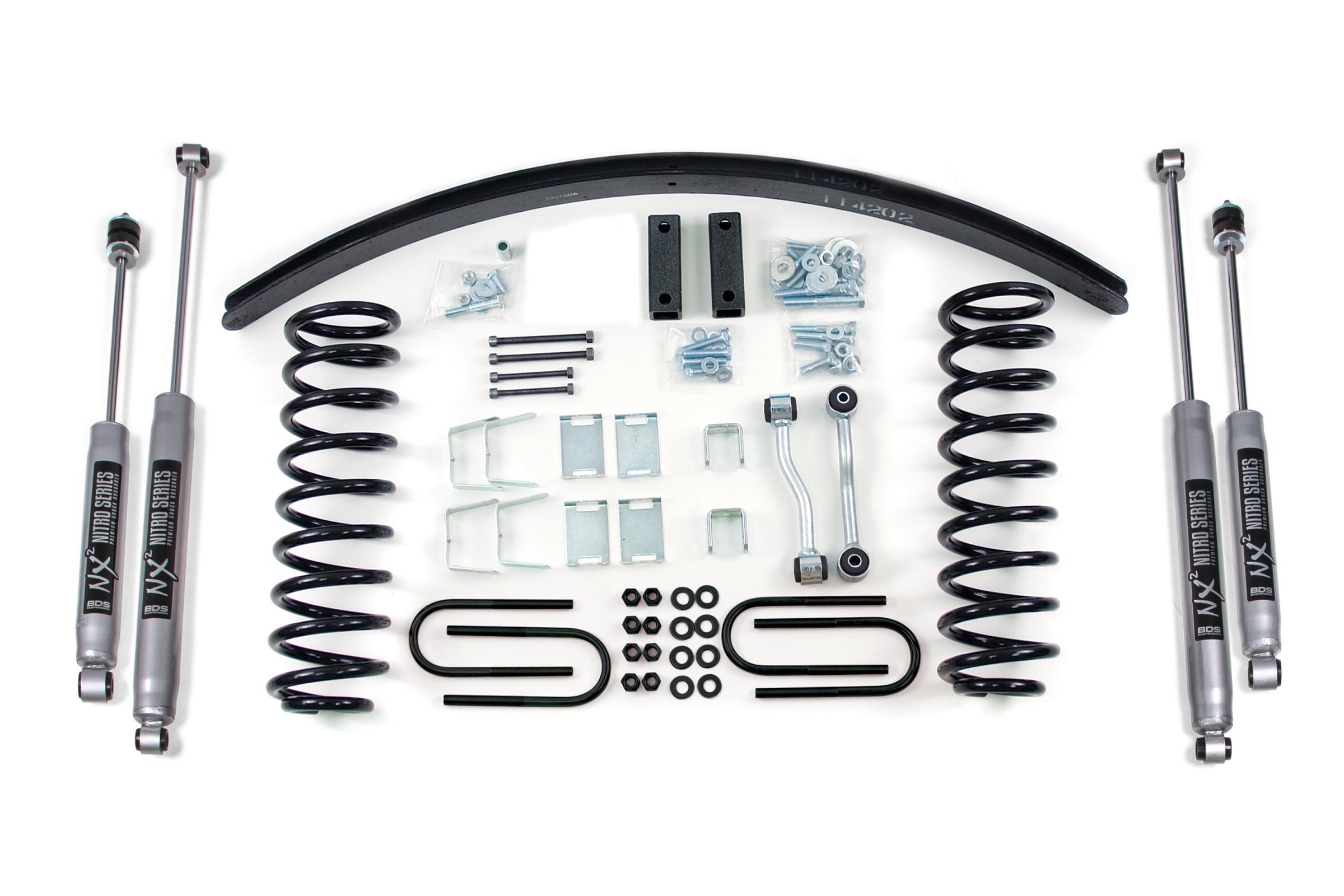 BDS Suspension 3 Inch Lift Kit Jeep Cherokee XJ 84-01 Dana 35 Block Kit and Add A Leaf NX2 Nitro (1984-2001 Cherokee) - BDS431H