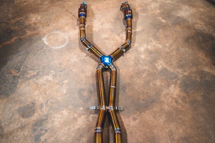 Valvetronic Designs 2008-2011 BMW E90,E92 M3 4.0L 200 Cell Full Exhaust System Grade 5 Titanium Forged Carbon 3.5 Inch Outlet Tips - BMW.E9X.M3.VSES.2CC.TI.FC