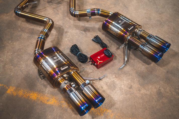 Valvetronic Designs 2008-2011 BMW E90,E92 M3 4.0L 200 Cell Full Exhaust System Grade 5 Titanium Forged Carbon 3.5 Inch Outlet Tips - BMW.E9X.M3.VSES.2CC.TI.FC