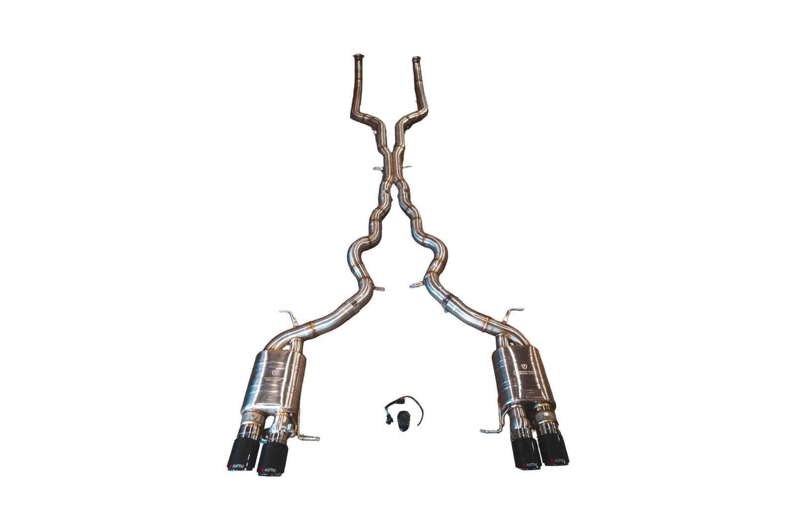 Valvetronic Designs 2011-2016 BMW F10 M5 4.4L Catback T304 Stainless Steel Forged Carbon 3.5 Inch Outlet Tips - BMW.F10.M5.VSES.BR.FC